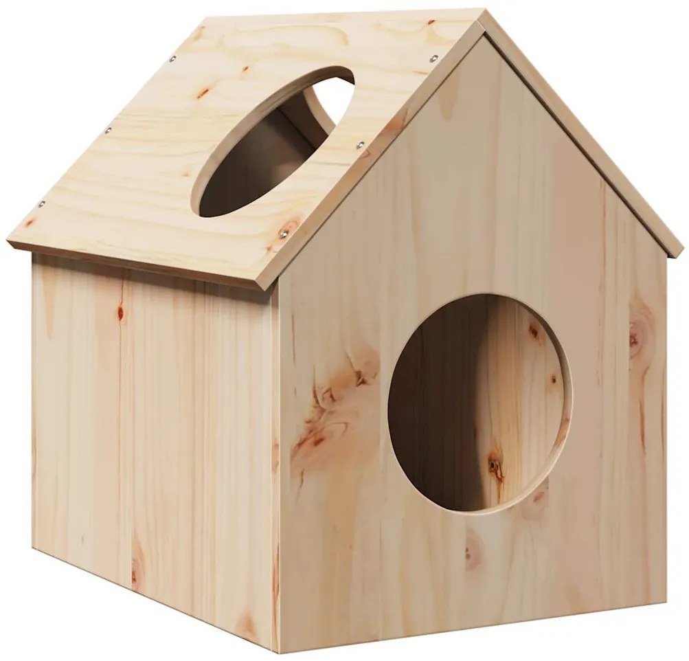 vidaXL Σπίτι για γάτες 41x50x50 cm από μασίφ ξύλο πεύκο