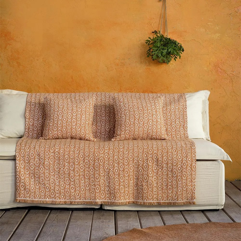 Ριχτάρι Nais Orange Nima Τριθέσιο 180x300cm Cotton-Polyester