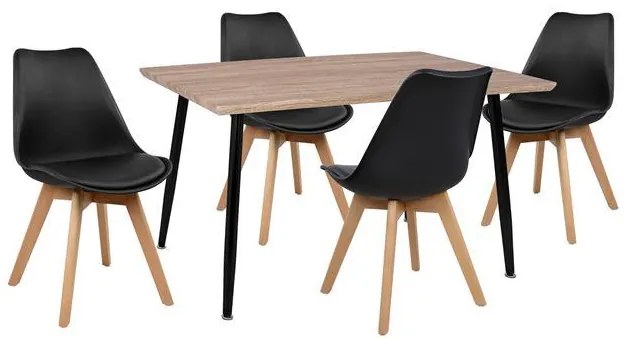 Σετ τραπεζαρίας C10350.01 5τμχ με Τραπέζι 120x70x76.5εκ. &amp; Καρέκλες VEGAS Μαύρες