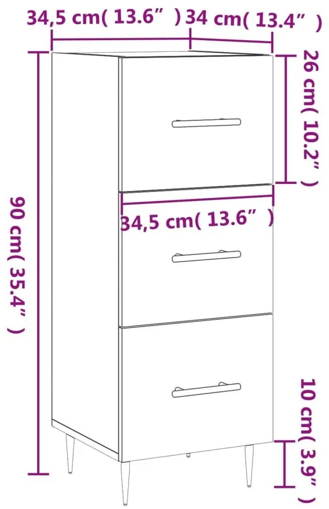 Ντουλάπι Sonoma Δρυς 34,5x34x90 εκ. από Επεξεργασμένο Ξύλο - Καφέ