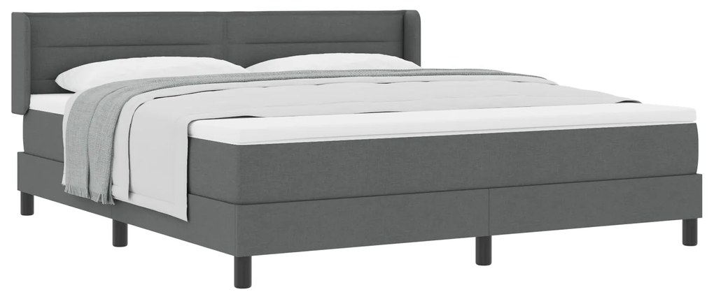 vidaXL Κρεβάτι Box Spring  με στρώμα, γκρι σκούρο, 180 x 200 cm, ύφασμα.