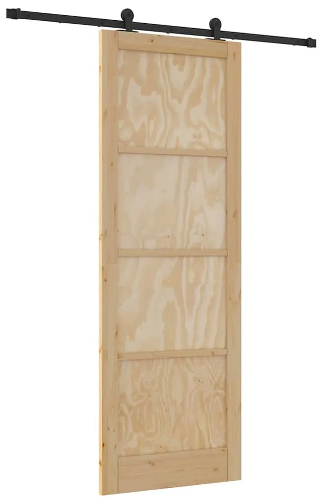 vidaXL Συρόμενη Πόρτα Φυσικό και Μαύρο 83 x 232 εκ.