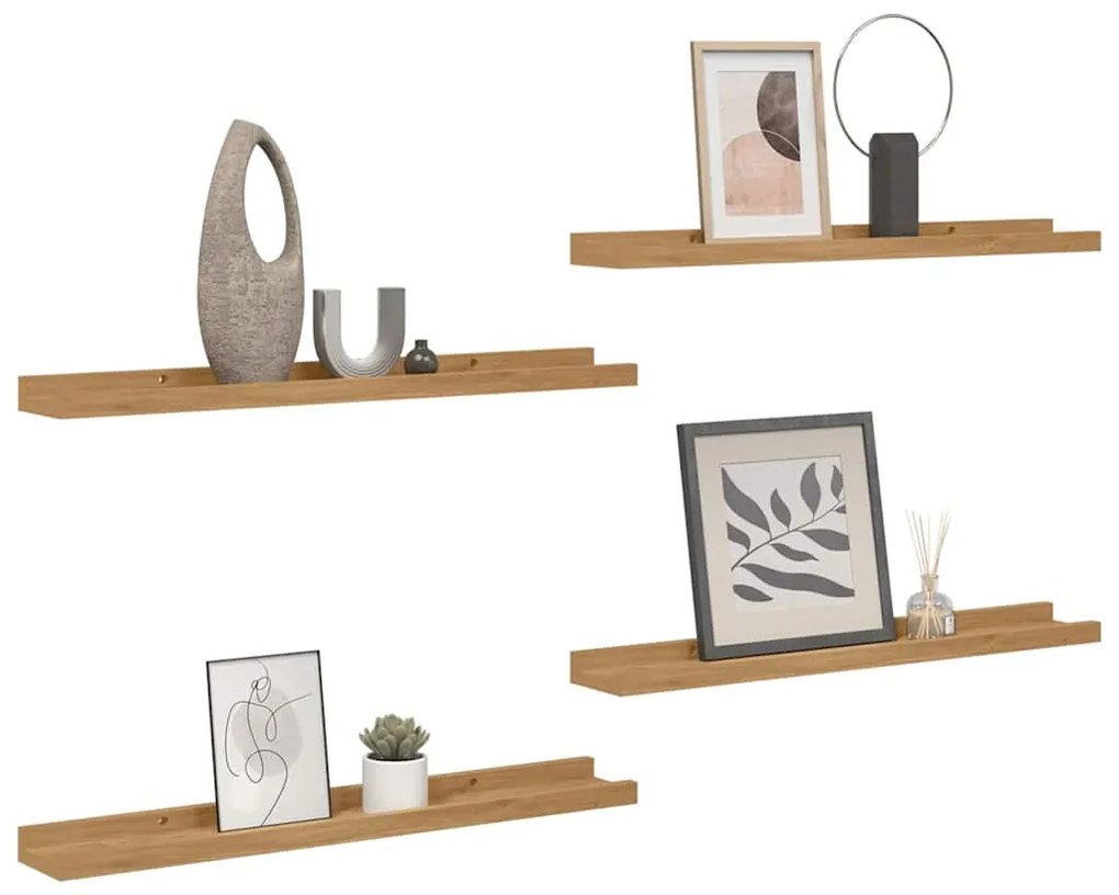 vidaXL Ράφι Τοίχου με ράφι 4 pcs Καφέ 40 x 9 x 3 cm Επεξεργασμένο ξύλο