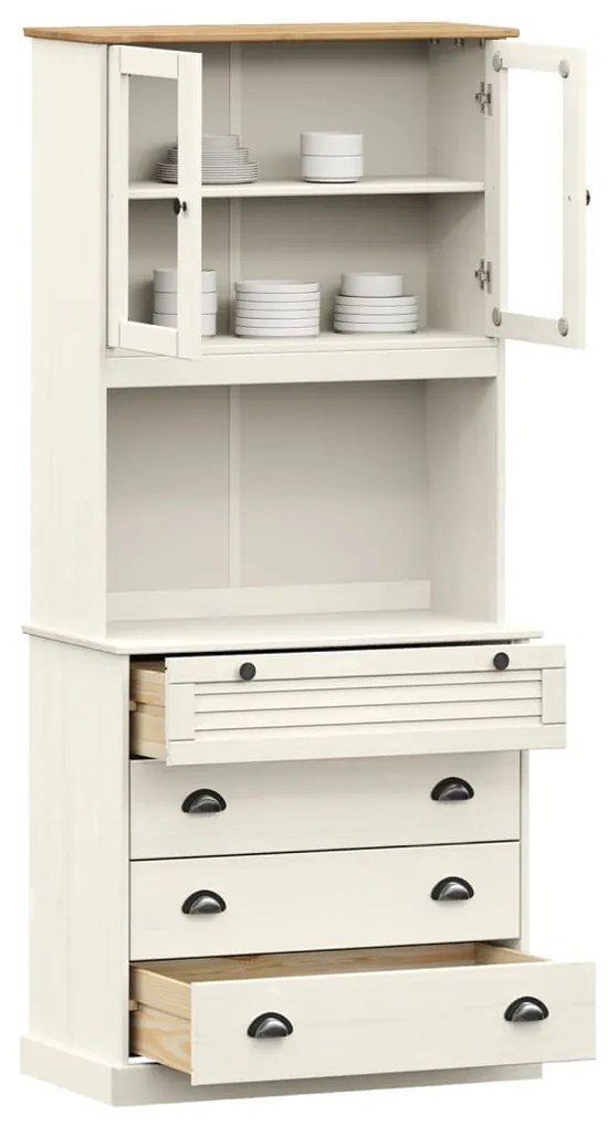 vidaXL Βιτρίνα VIGO Λευκή 80 x 40 x 176 εκ. από Μασίφ Ξύλο Πεύκου