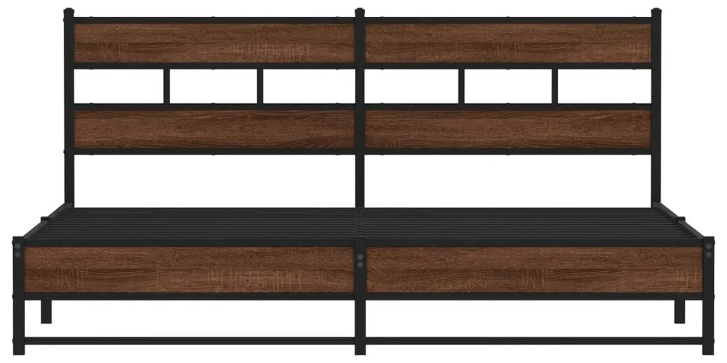 vidaXL Σκελετός Κρεβ. Χωρίς Στρώμα Καφέ Δρυς 180x200 εκ. Μεταλλικό