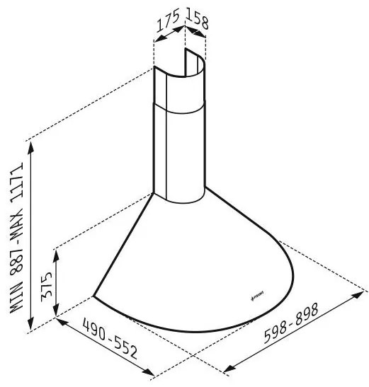 Απορροφητήρας Καμινάδα Στρόγγυλη Pyramis 60 εκ.