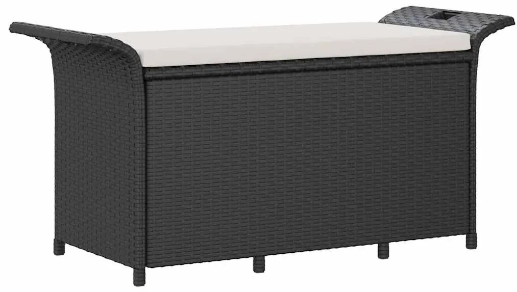 vidaXL Παγκάκι Κήπου με Μαξιλάρι Μαύρο 116x46x57 εκ. από Συνθ. Ρατάν