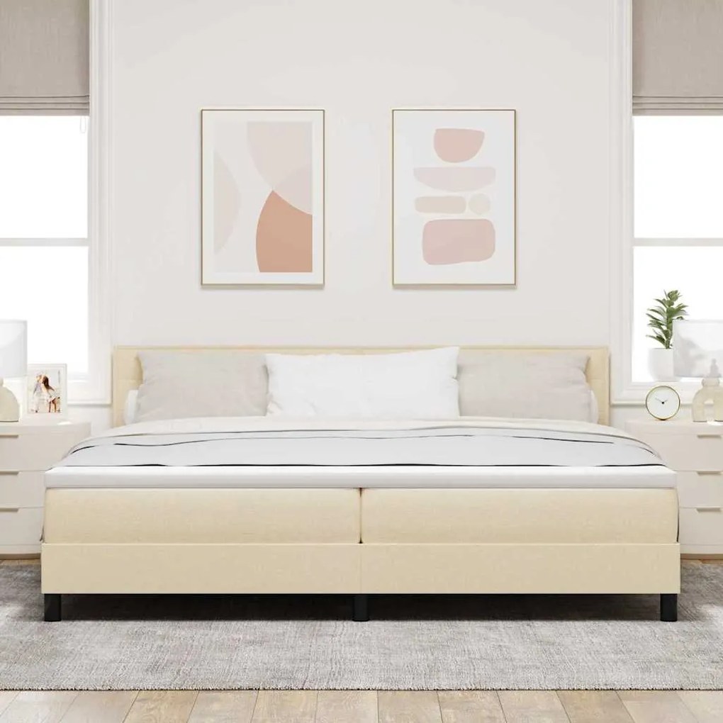 vidaXL Κρεβάτι με ελατήρια με στρώμα Κρεμ 200 x 200 cm ύφασμα