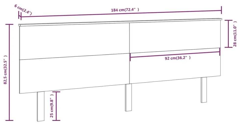vidaXL Κεφαλάρι Κρεβατιού 184x6x82,5 εκ. από Μασίφ Ξύλο Πεύκου