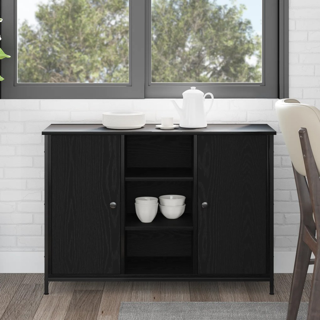 vidaXL Μπουφές Μαύρος Δρυς 100x35x70 εκ. Επεξεργασμένο Ξύλο και Μέταλλο