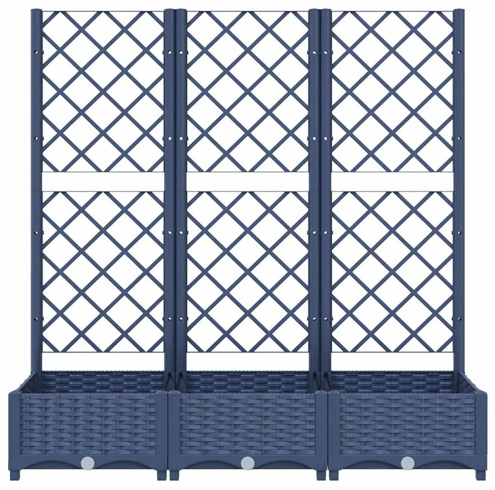 vidaXL Ζαρντινιέρα Κήπου με Καφασωτό Μπλε Γκρι 120x40x121,5εκ από PP