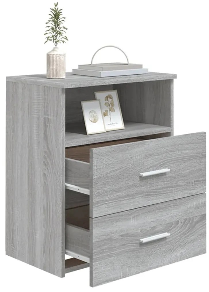 vidaXL Κομοδίνα 2 τεμ. Γκρι Sonoma 50 x 32 x 60 εκ.