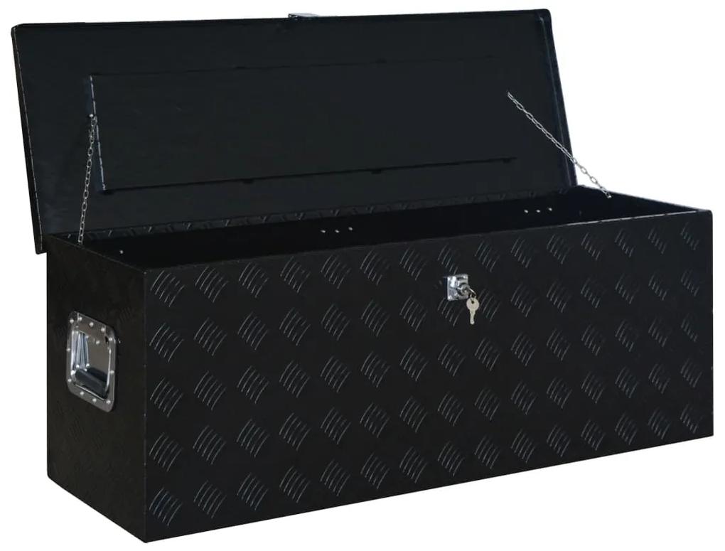 vidaXL Κουτί Αποθήκευσης Μαύρο 1085 x 370 x 400 χιλ. Αλουμινίου
