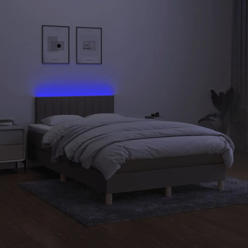 ΚΡΕΒΑΤΙ BOXSPRING ΜΕ ΣΤΡΩΜΑ &amp; LED TAUPE 120X190 ΕΚ. ΥΦΑΣΜΑΤΙΝΟ 3270106