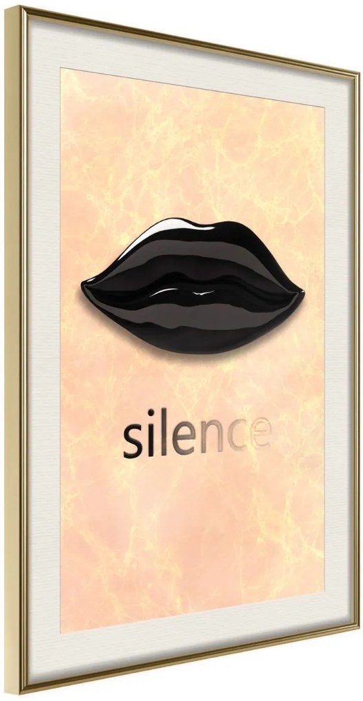 Αφίσα - Silent Lips - 20x30 - Χρυσό - Με πασπαρτού