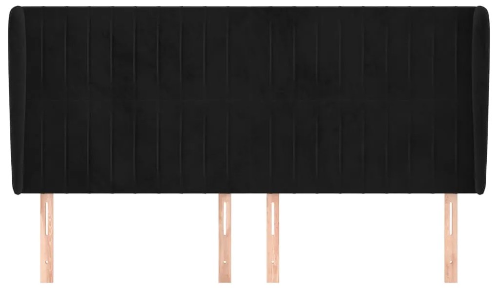vidaXL Κεφαλάρι με Πτερύγια Μαύρο 203x23x118/128 εκ. Βελούδινο