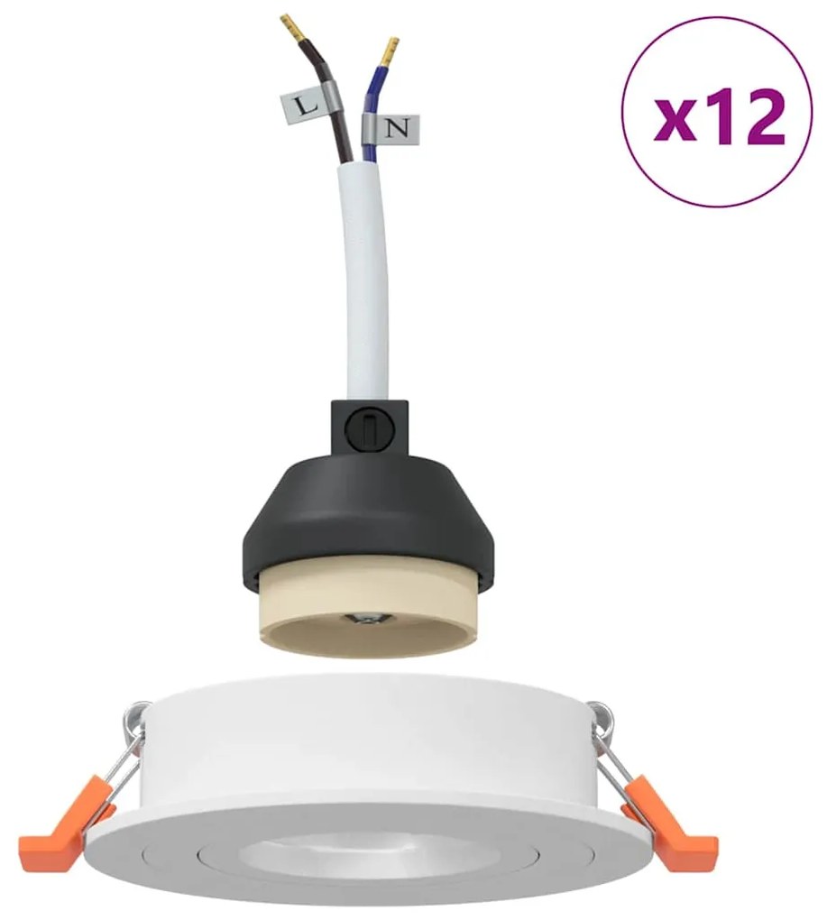 vidaXL Spotlights με προβολείς 12 pcs Λευκό 9 x 9 x cm Αλουμίνιο