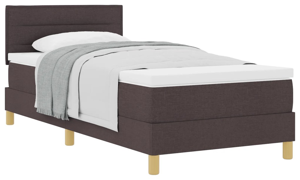 vidaXL Κρεβάτι Box Spring με Στρώμα Σκούρο Καφέ 80x200 εκ. Ύφασμα
