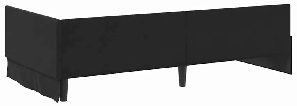 vidaXL Κρεβάτι Γωνίας Μαύρο 100 x 200 cm Βελούδο και Εργοστασιακό ξύλο