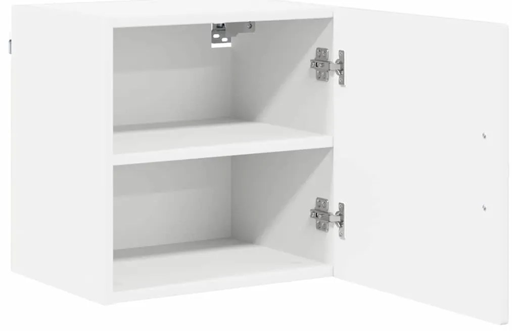 vidaXL Κρεμαστό ντουλάπι κουζίνας με ράφι 2 pcs Υψηλής γυαλάδας λευκό