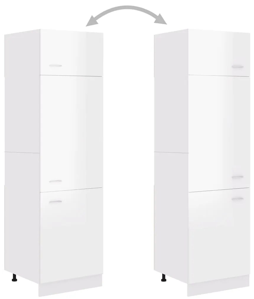vidaXL Ντουλάπι Ψυγείου Lyon Γυαλιστερό Λευκό 60x57x207 εκ. Επεξ. Ξύλο