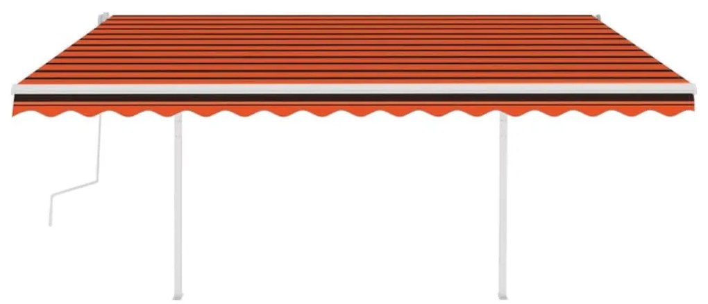 Τέντα Συρόμενη Χειροκίνητη με Στύλους Πορτοκαλί / Καφέ4,5x3,5μ. - Πολύχρωμο