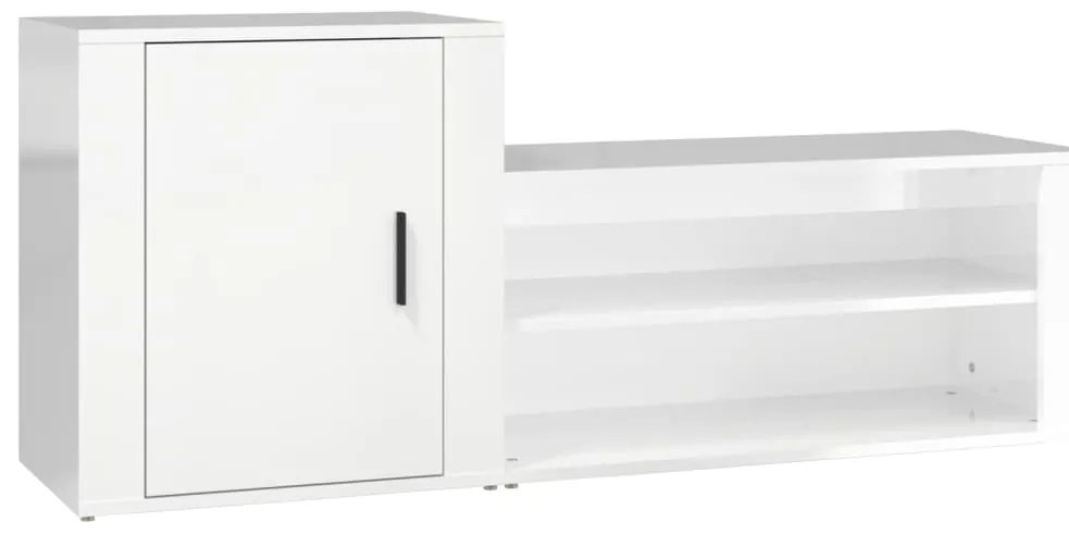 vidaXL Παπουτσοθήκη Γυαλιστερό Λευκό 130x35x54 εκ. Επεξεργασμένο Ξύλο