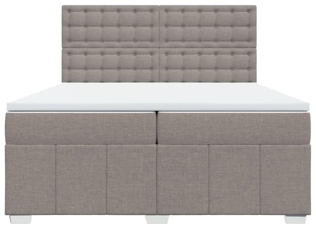 Κρεβάτι Boxspring με Στρώμα Taupe 200x200 εκ. Υφασμάτινο - Μπεζ-Γκρι