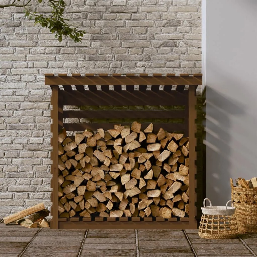 vidaXL Ραφιέρα Καυσόξυλων Καφέ Μελί 108x73x108 εκ. Μασίφ Ξύλο Πεύκου