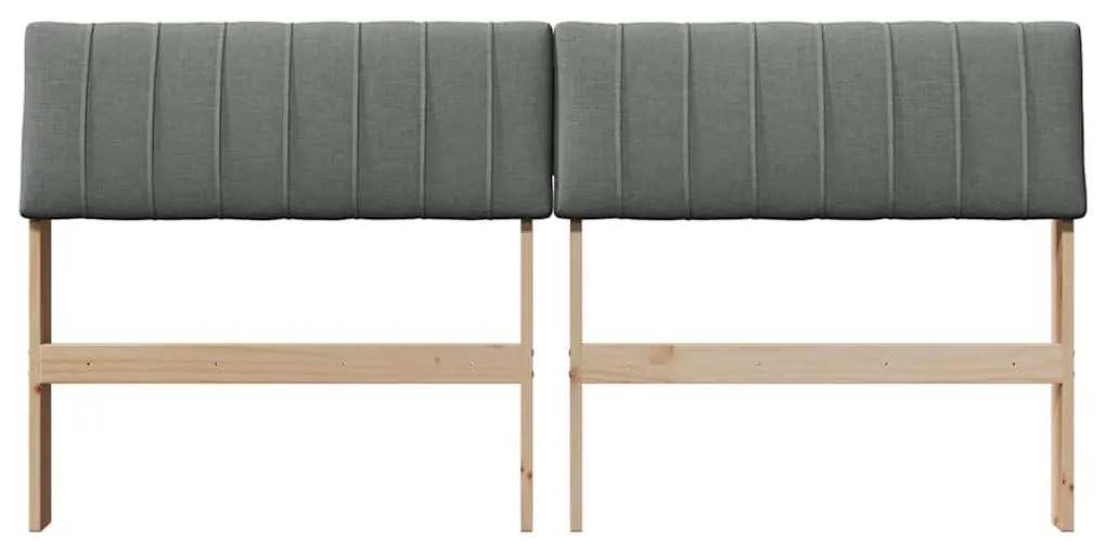 vidaXL Ταπετσαρισμένο κεφαλάρι Σκούρο Γκρι 150 cm Στερεά ξυλεία πεύκου