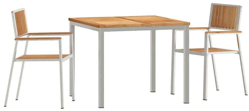 vidaXL Σέτ φαγητού για κήπο 3 pcs Καφέ Μασίφ ξύλο teak