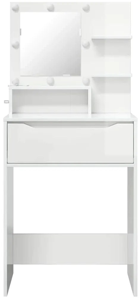 vidaXL Τραπέζια Ντυσίματος Κρεβατοκάμαρας Υψηλής γυαλάδας λευκό