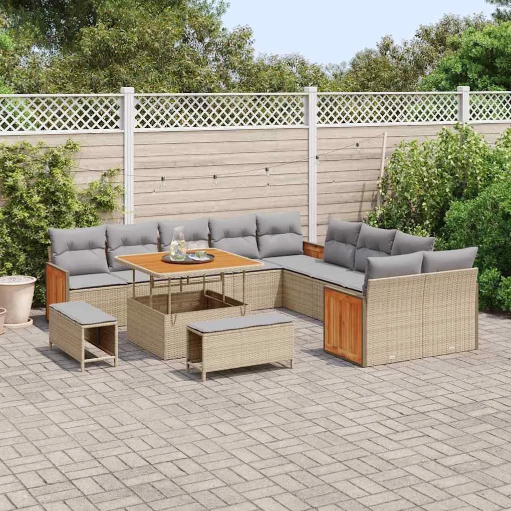 vidaXL Σετ Καναπέ Κήπου 13 pcs μπεζ και ανοιχτό γκρι 100 x 100 x 71 cm