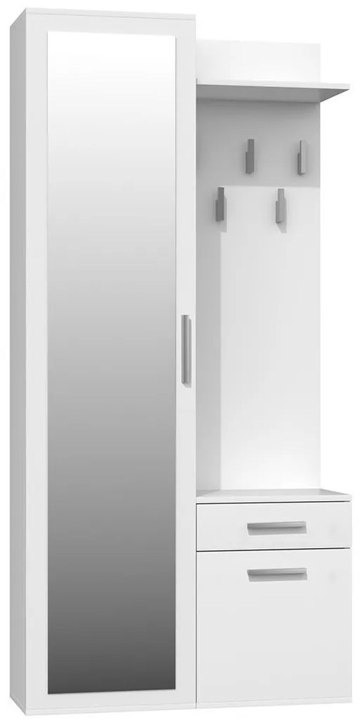 Σετ διαδρόμου Mandeville 110, 180x100x35cm, 38 kg, Καθρέφτης, Άσπρο, Πλαστικοποιημένη μοριοσανίδα, Τοίχου, Εντοιχισμένη | Epipla1.gr