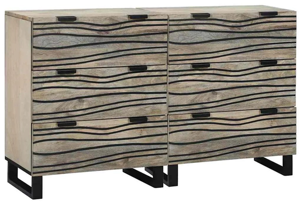 vidaXL Σετ Μπουφέδων 2 pcs Λευκό 60 x 33,5 x 75 εκ. Στερεό ξύλο μάνγκο