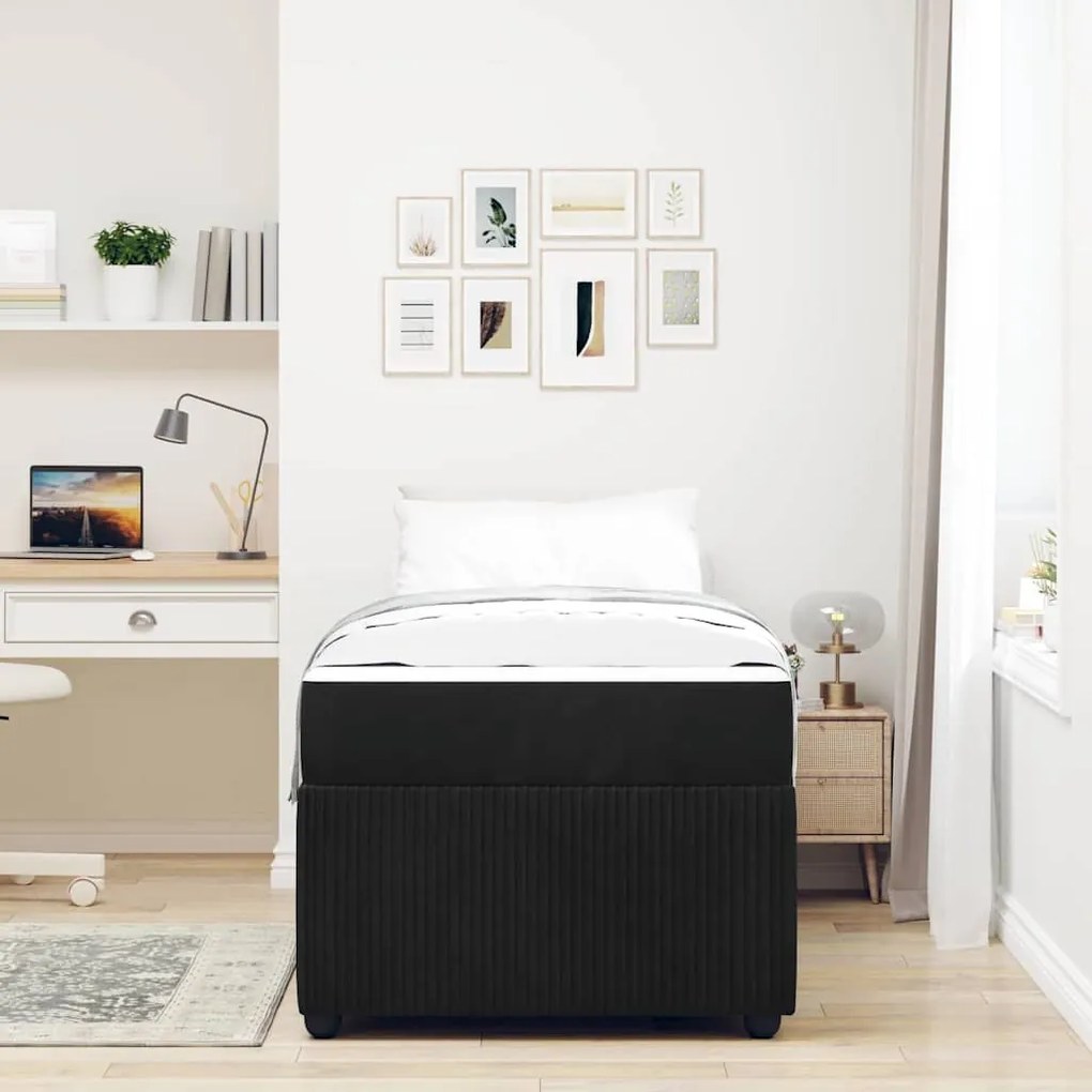 vidaXL Σκελετός κρεβατιού με στρώμα Άλλο Μαύρο 90 x 200 cm Βελούδο