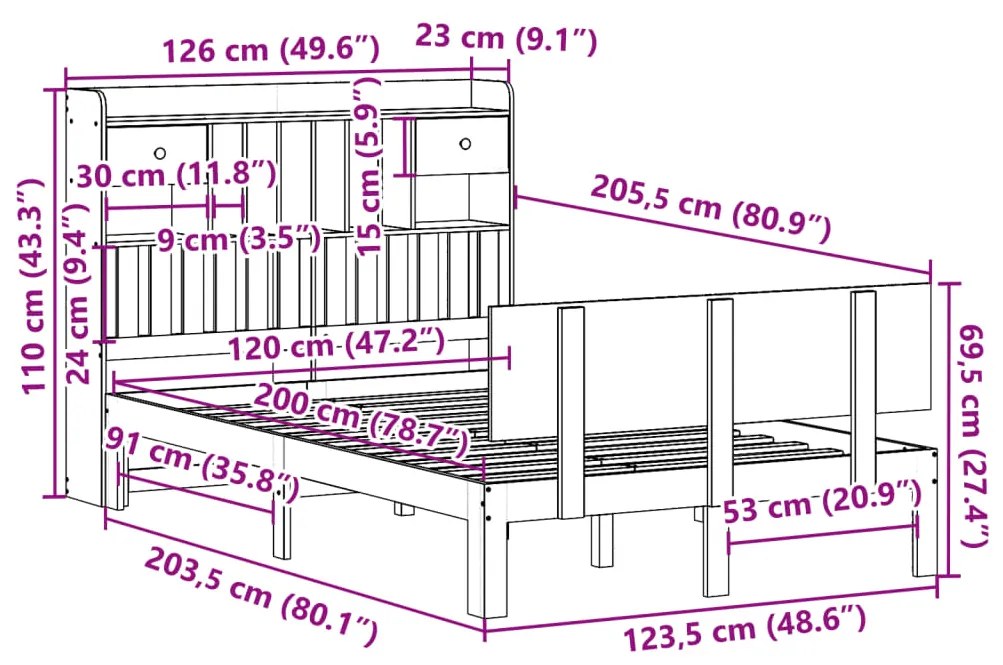 ΚΡΕΒΑΤΙ ΒΙΒΛΙΟΘΗΚΗ ΧΩΡΙΣ ΣΤΡΩΜΑ 120X200 ΕΚ ΜΑΣΙΦ ΞΥΛΟ ΠΕΥΚΟ 3322691