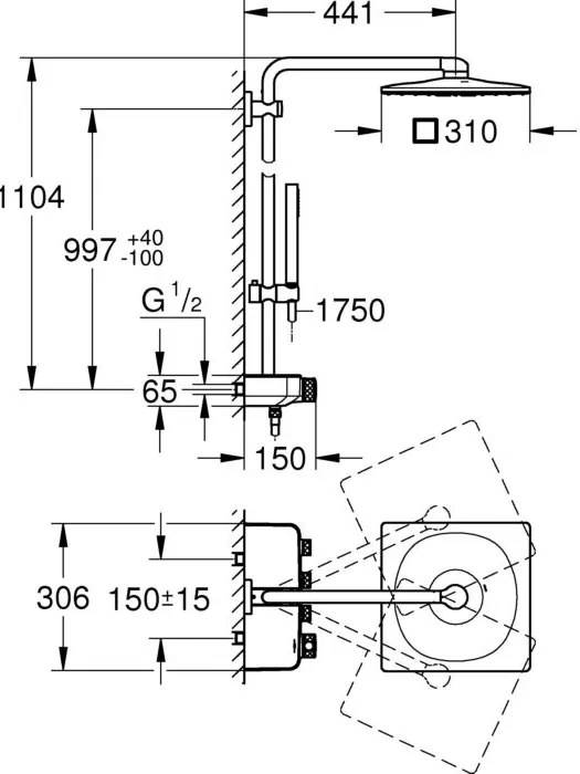 Στήλη ντούζ Grohe Euphoria Smart Control II-Xalkino mat