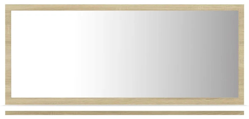 vidaXL Καθρέφτης Μπάνιου Λευκό/Sonoma Δρυς 80x10,5x37 εκ. Μοριοσανίδα
