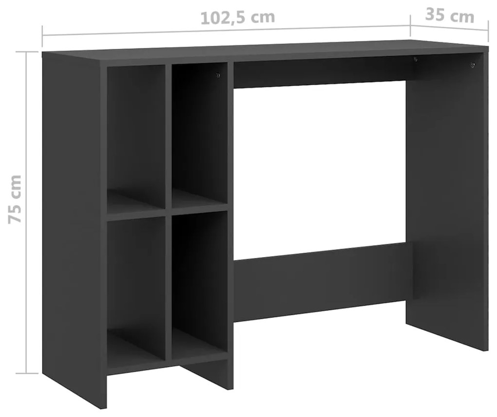 vidaXL Γραφείο Notebook Γκρι 102,5 x 35 x 75 εκ. από Επεξ. Ξύλο