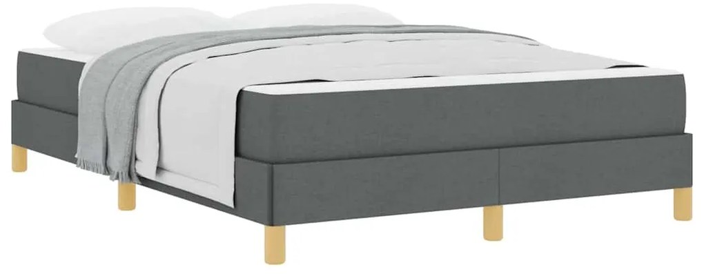 vidaXL Κρεβάτι με ελατήρια Σκούρο γκρι, Καφέ 140 x 200 cm