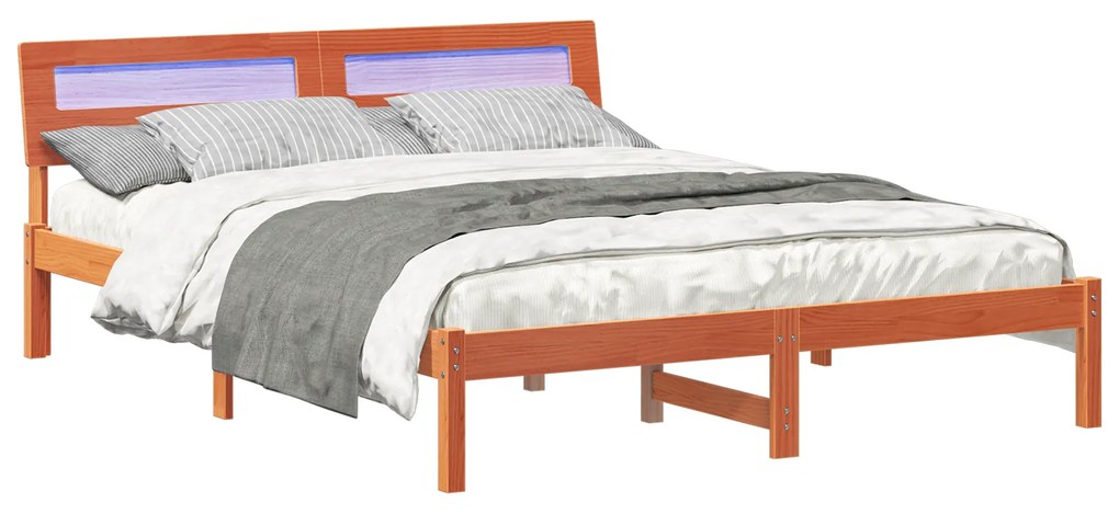 vidaXL Σκελετός Κρεβατιού Καφέ κεριού 140 x 200 cm Μασίφ ξύλο πεύκου