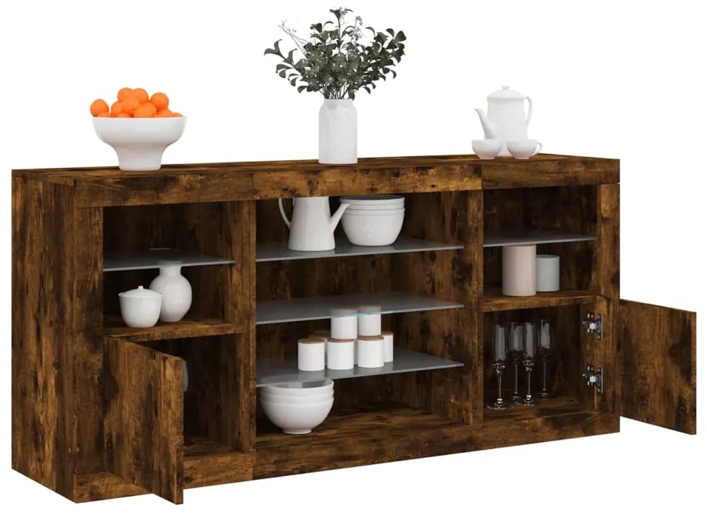 vidaXL Ντουλάπι με LED Καπνιστή Δρυς 142,5x37x67 εκ.