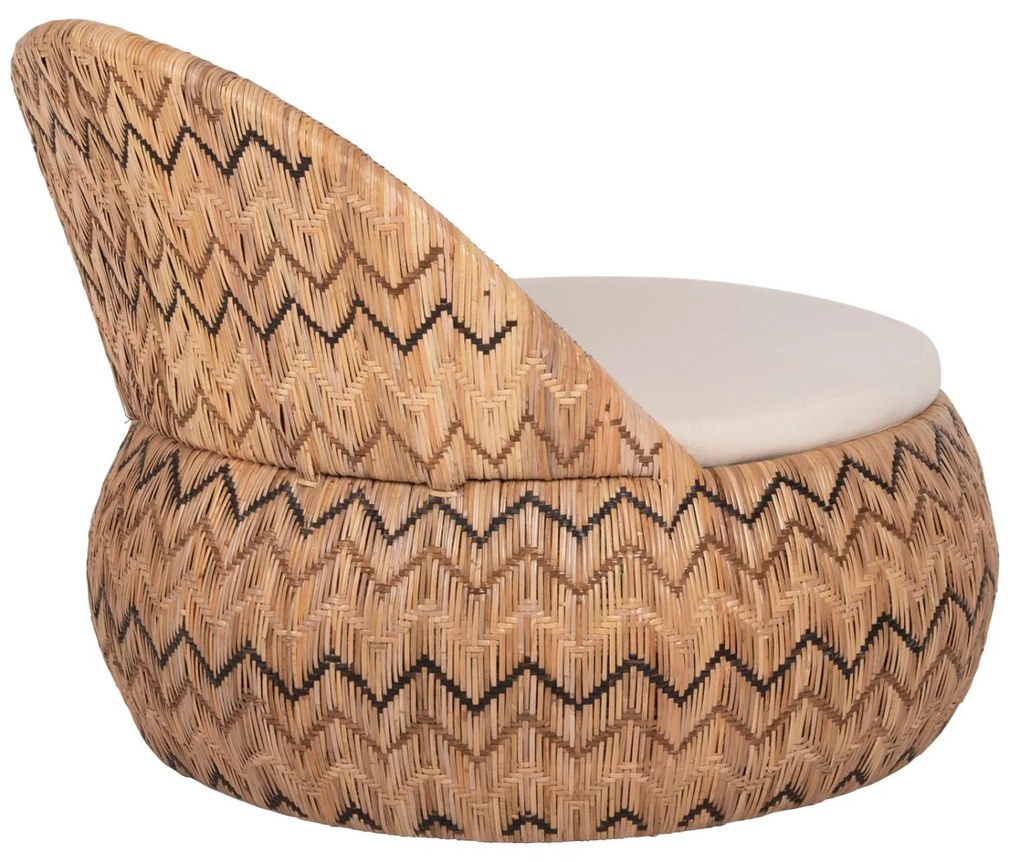 Καρέκλα - Πολυθρόνα LADLON C5992 Rattan Φυσικό με Εκρού Μαξιλάρι 97x97x76Υεκ. 97x97x76 εκ.