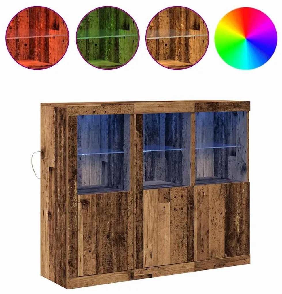vidaXL Πλαϊνό γραφείο 3 pcs Παλαιό ξύλο 123 x 37 x 100 εκ