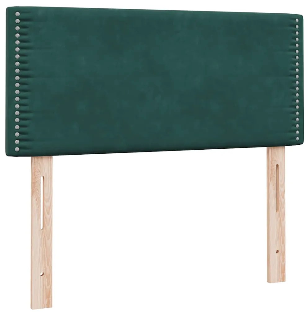 vidaXL Box Spring κρεβάτι με στρώμα σκούρο πράσινο 80x220εκ. Βελούδινο