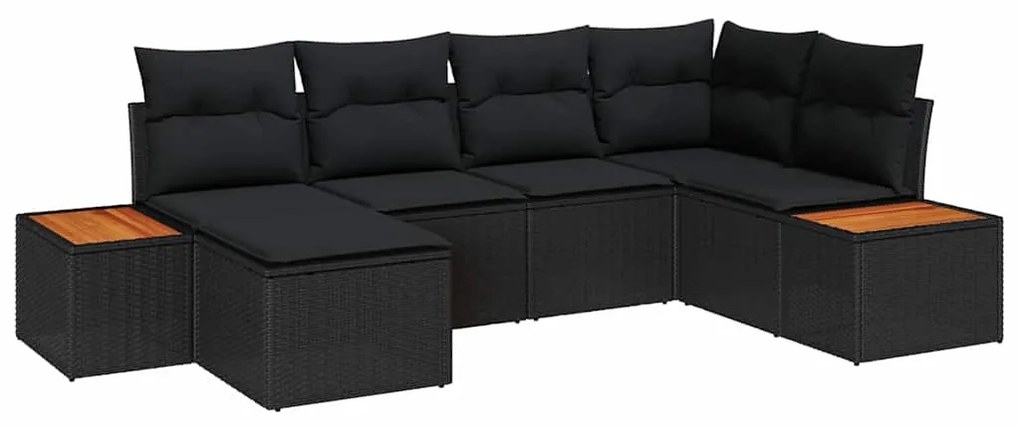 vidaXL Σετ Καναπέ Κήπου 6 pcs Μαύρο 264 x 154 x 85 εκ. Πολυ ράταν