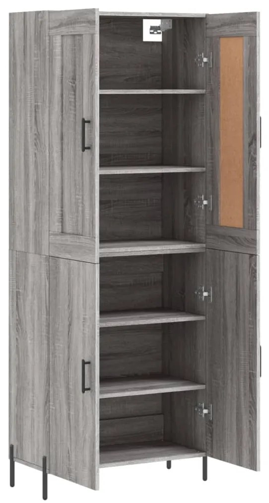 vidaXL Ντουλάπι Γκρι Sonoma 69,5 x 34 x 180 εκ. Επεξεργασμένο Ξύλο