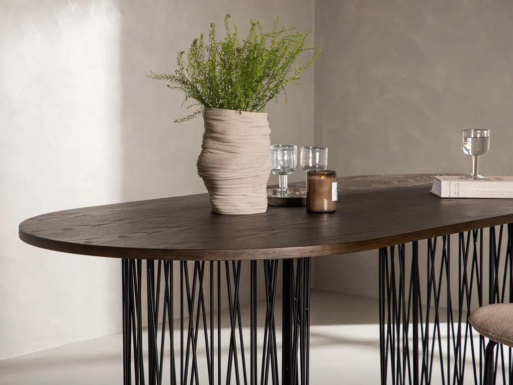 Τραπέζι Dallas 3193, Καφέ, Μαύρο, 74x100x220cm, 40 kg, Ινοσανίδες μέσης πυκνότητας, Φυσικό ξύλο καπλαμά, Μέταλλο | Epipla1.gr