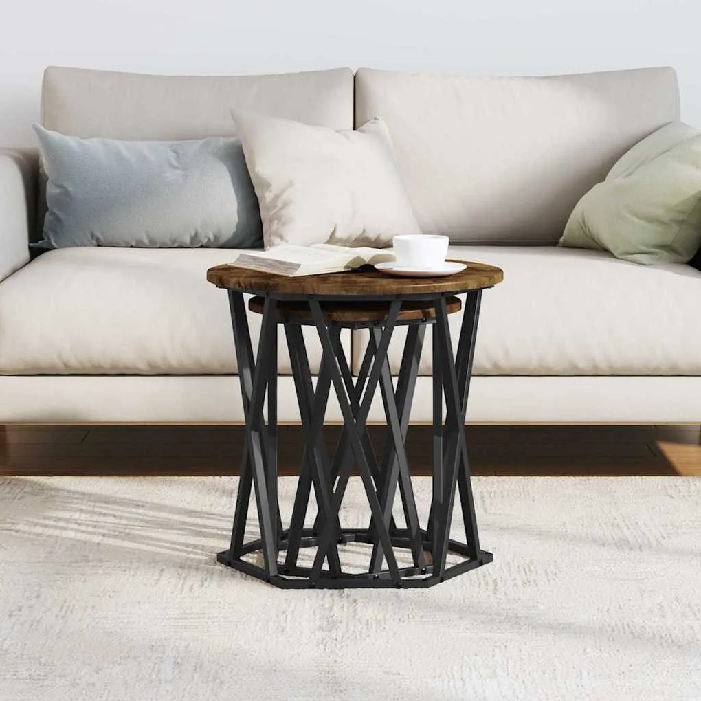 vidaXL Τραπεζάκι σαλονιού 2 pcs Καπνιστή δρυς 50 x 50 x 50 cm